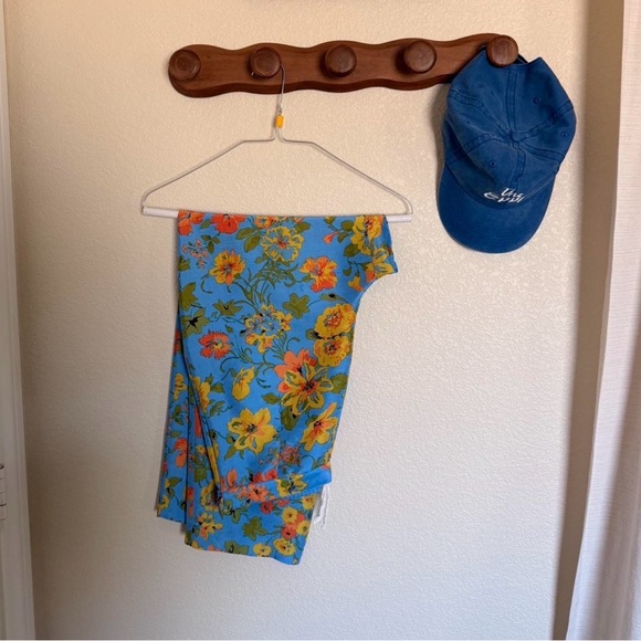 Vintage Pants - vintage 100% silk floral pants
